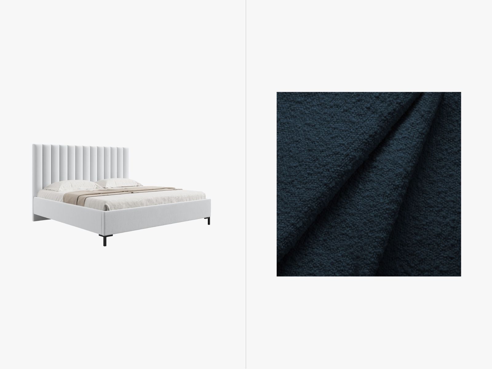Boucle Storage Bed with Headboard, "Allison", 190x220x130