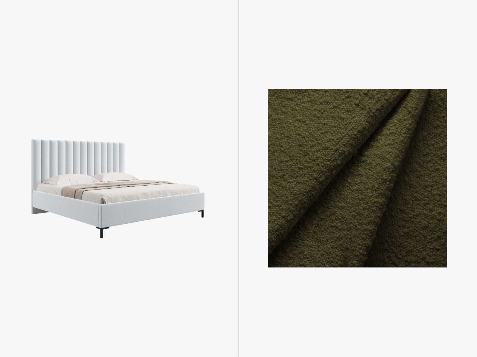 Boucle Storage Bed with Headboard, "Allison", 190x220x130