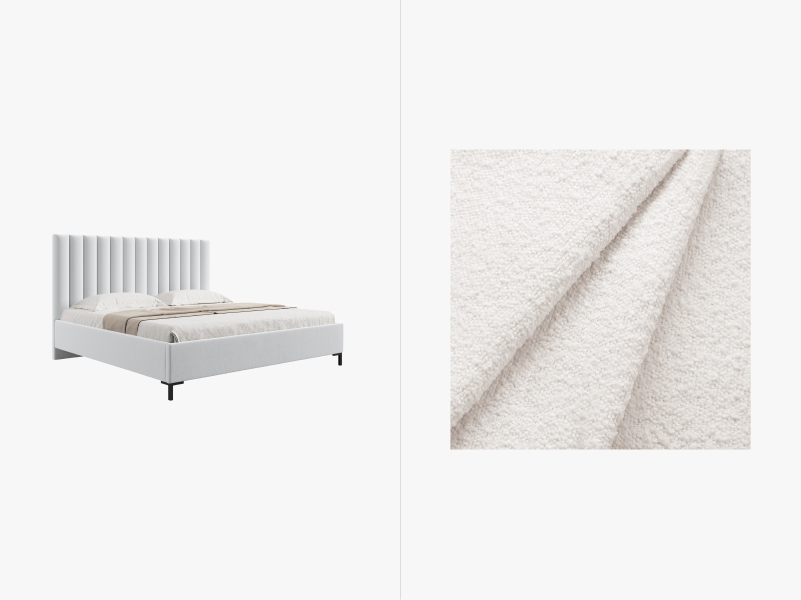 Boucle Storage Bed with Headboard, "Allison", 150x220x130