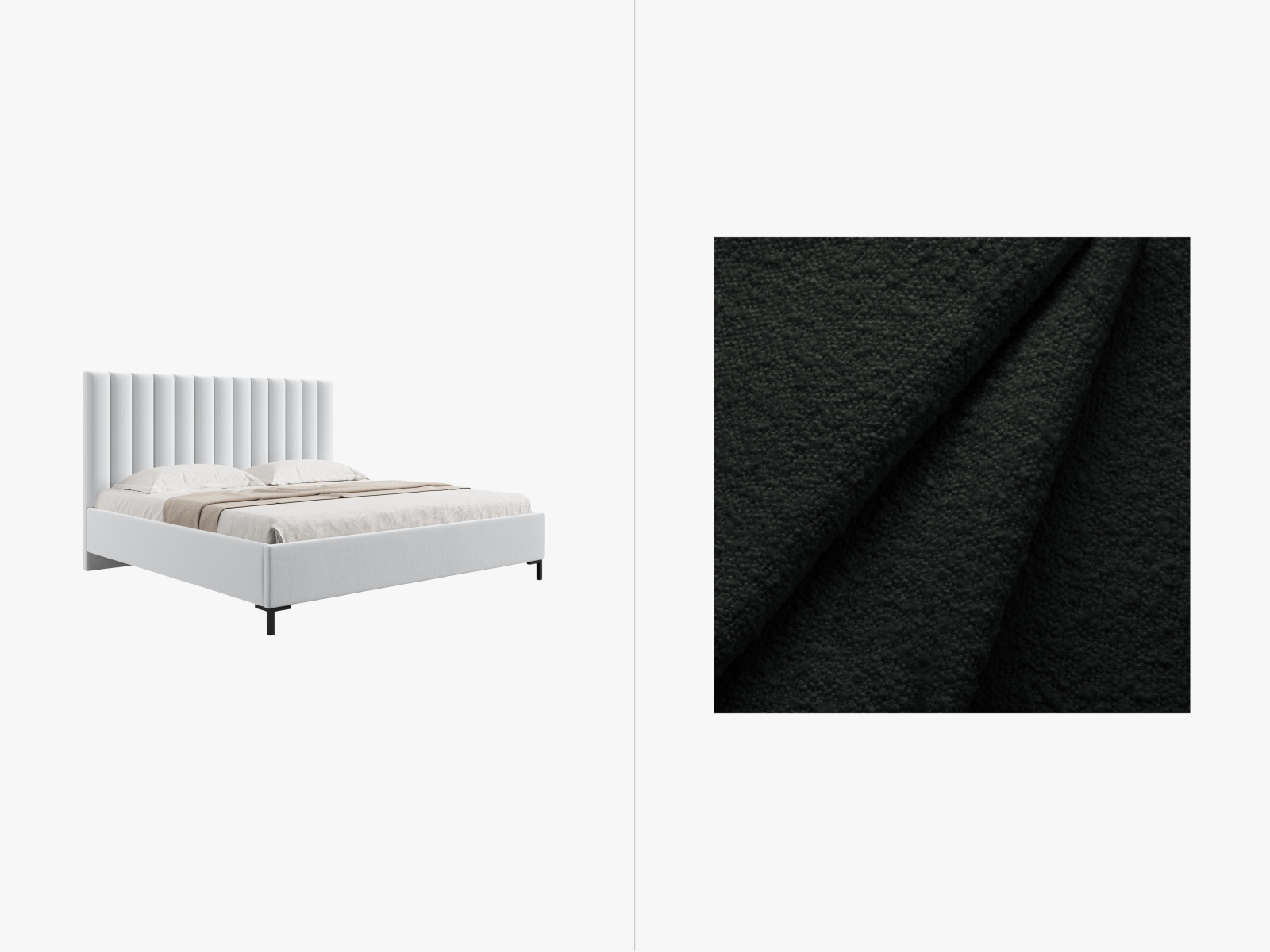 Boucle Storage Bed with Headboard, "Allison", 150x220x130