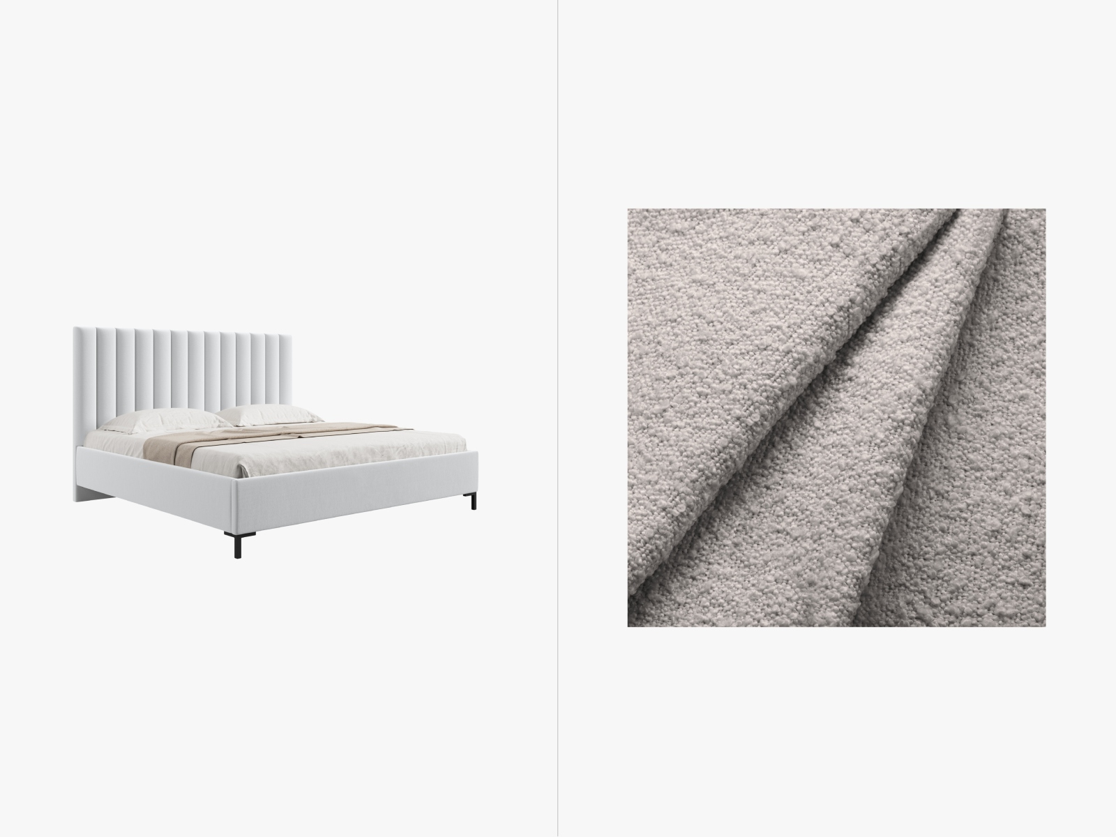 Boucle Storage Bed with Headboard, "Allison", 170x220x130