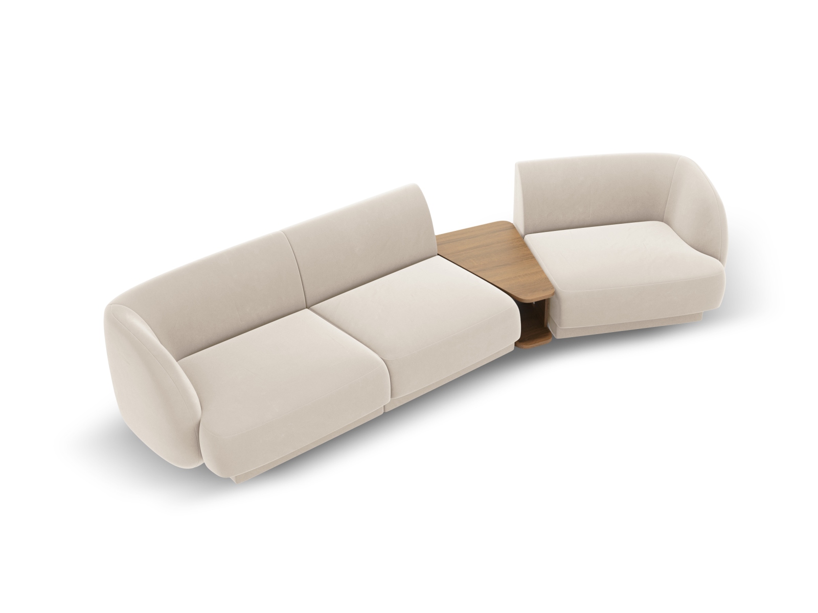 Velvet Right Modular Sofa, "Miley", 3 Seats, 303x126x70