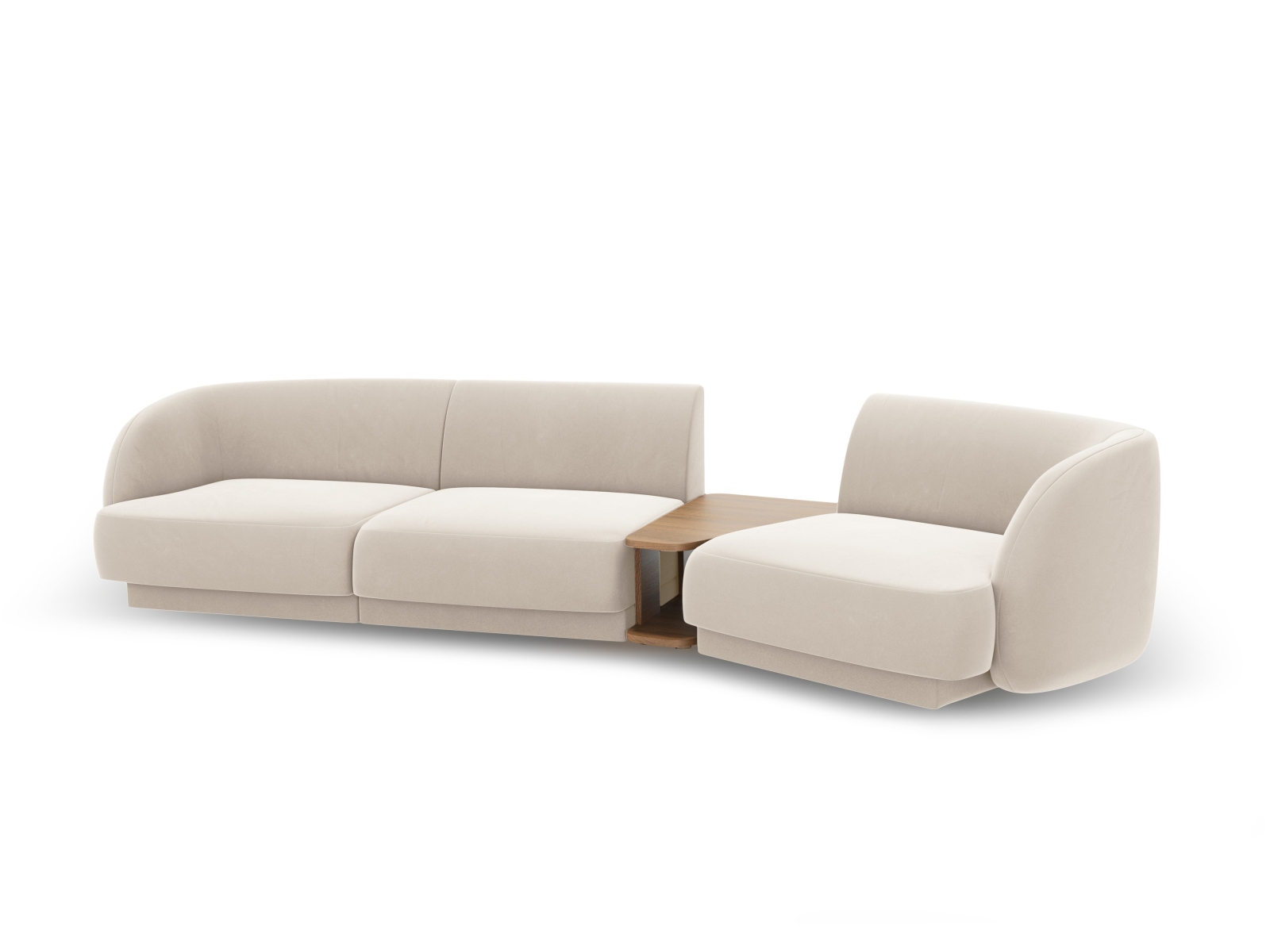 Velvet Right Modular Sofa, "Miley", 3 Seats, 303x126x70