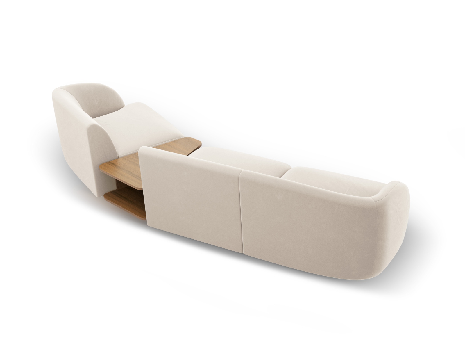 Velvet Right Modular Sofa, "Miley", 3 Seats, 303x126x70