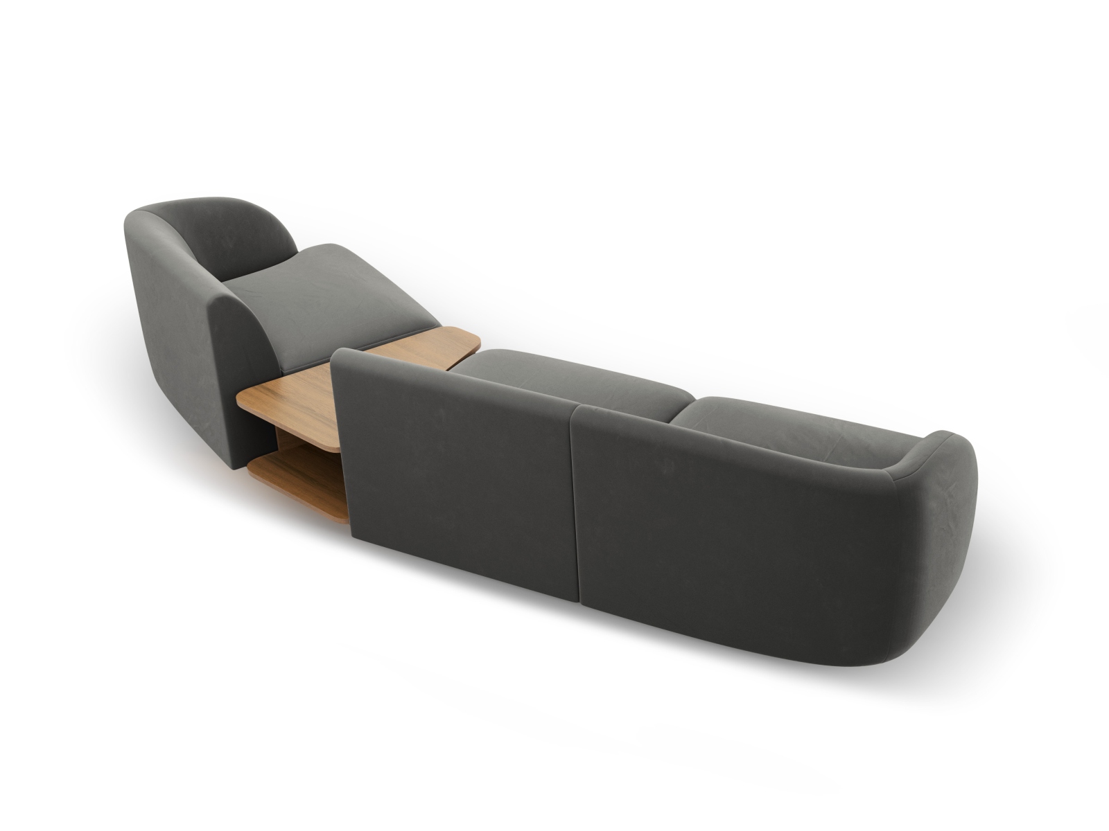 Velvet Right Modular Sofa, "Miley", 3 Seats, 303x126x70
