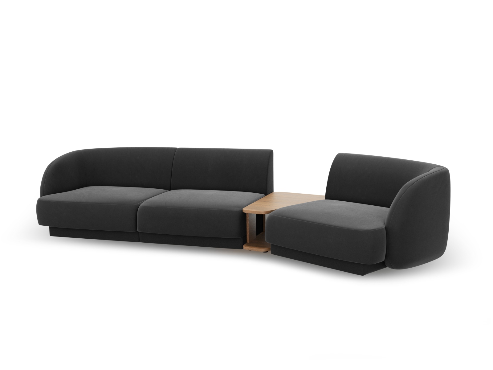 Velvet Right Modular Sofa, "Miley", 3 Seats, 303x126x70