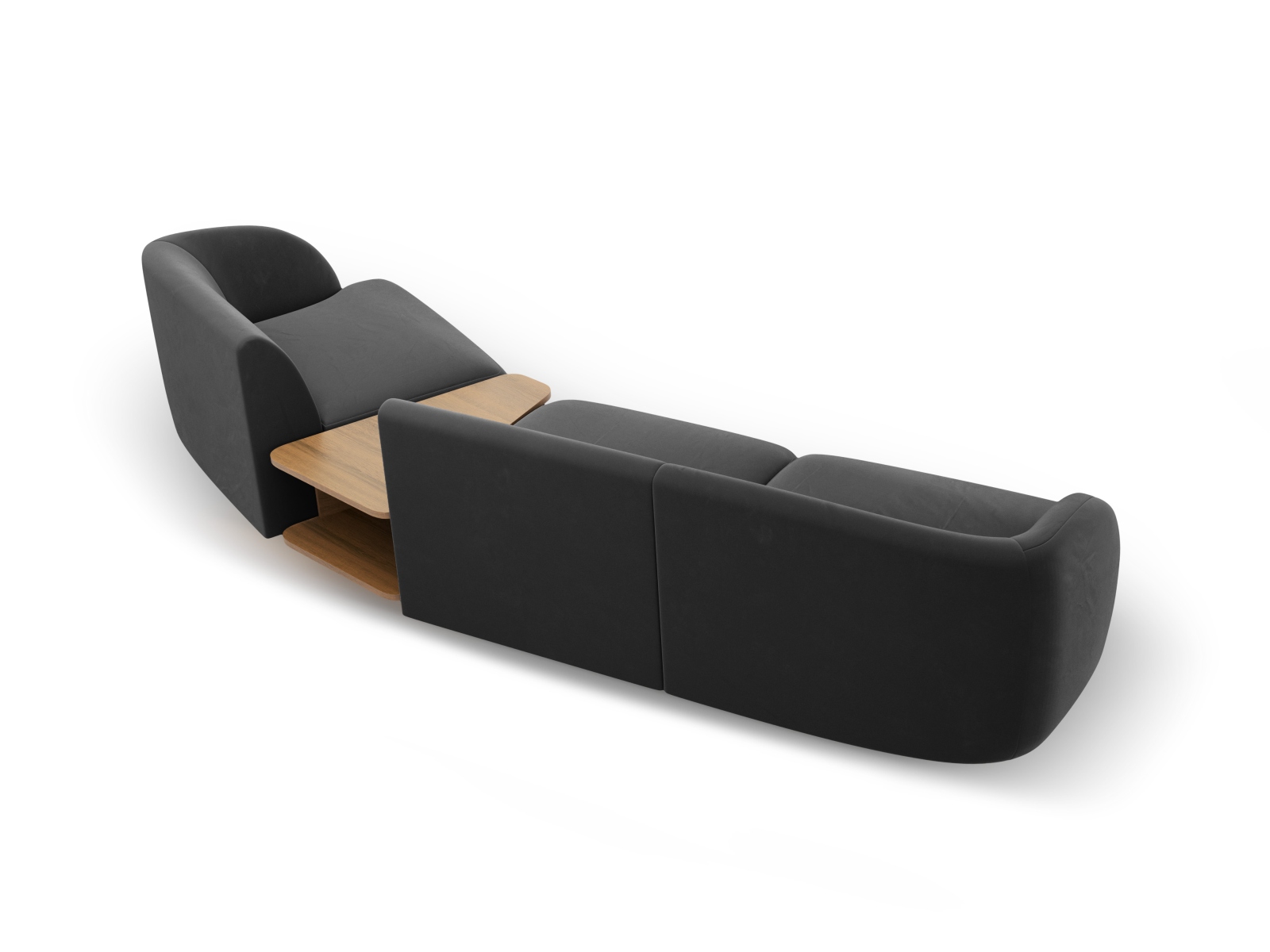 Velvet Right Modular Sofa, "Miley", 3 Seats, 303x126x70