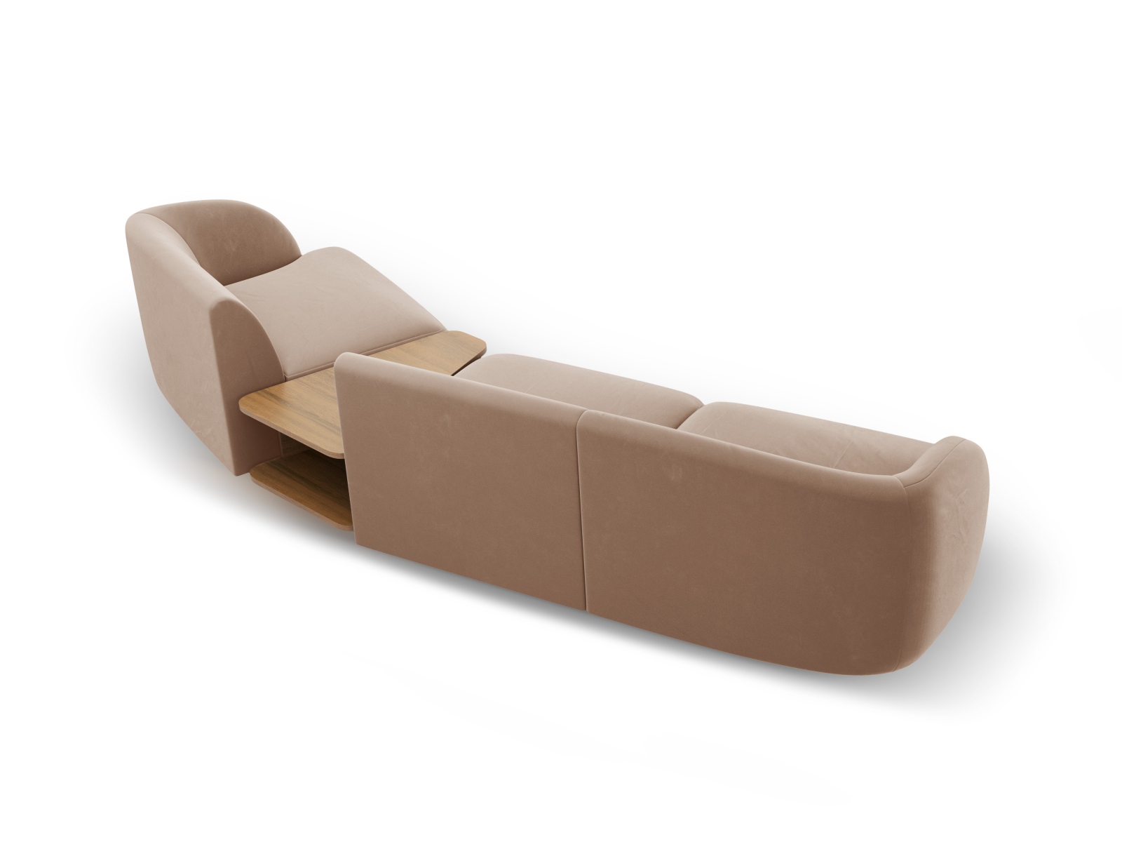 Velvet Right Modular Sofa, "Miley", 3 Seats, 303x126x70