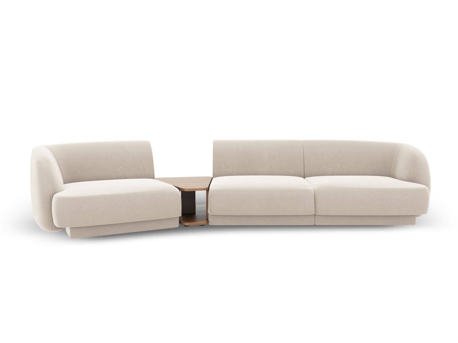 Velvet Left Modular Sofa, "Miley", 3 Seats, 303x126x70