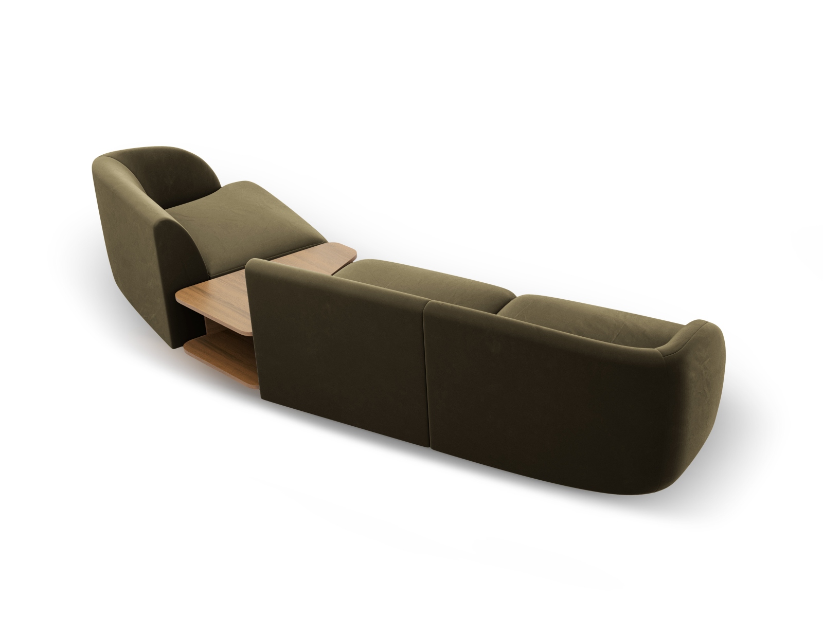 Velvet Right Modular Sofa, "Miley", 3 Seats, 303x126x70