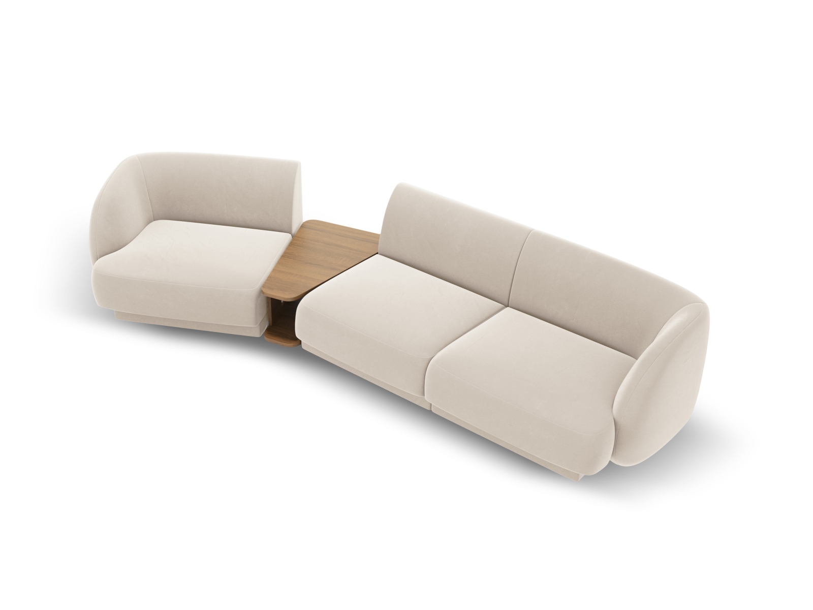 Velvet Left Modular Sofa, "Miley", 3 Seats, 303x126x70