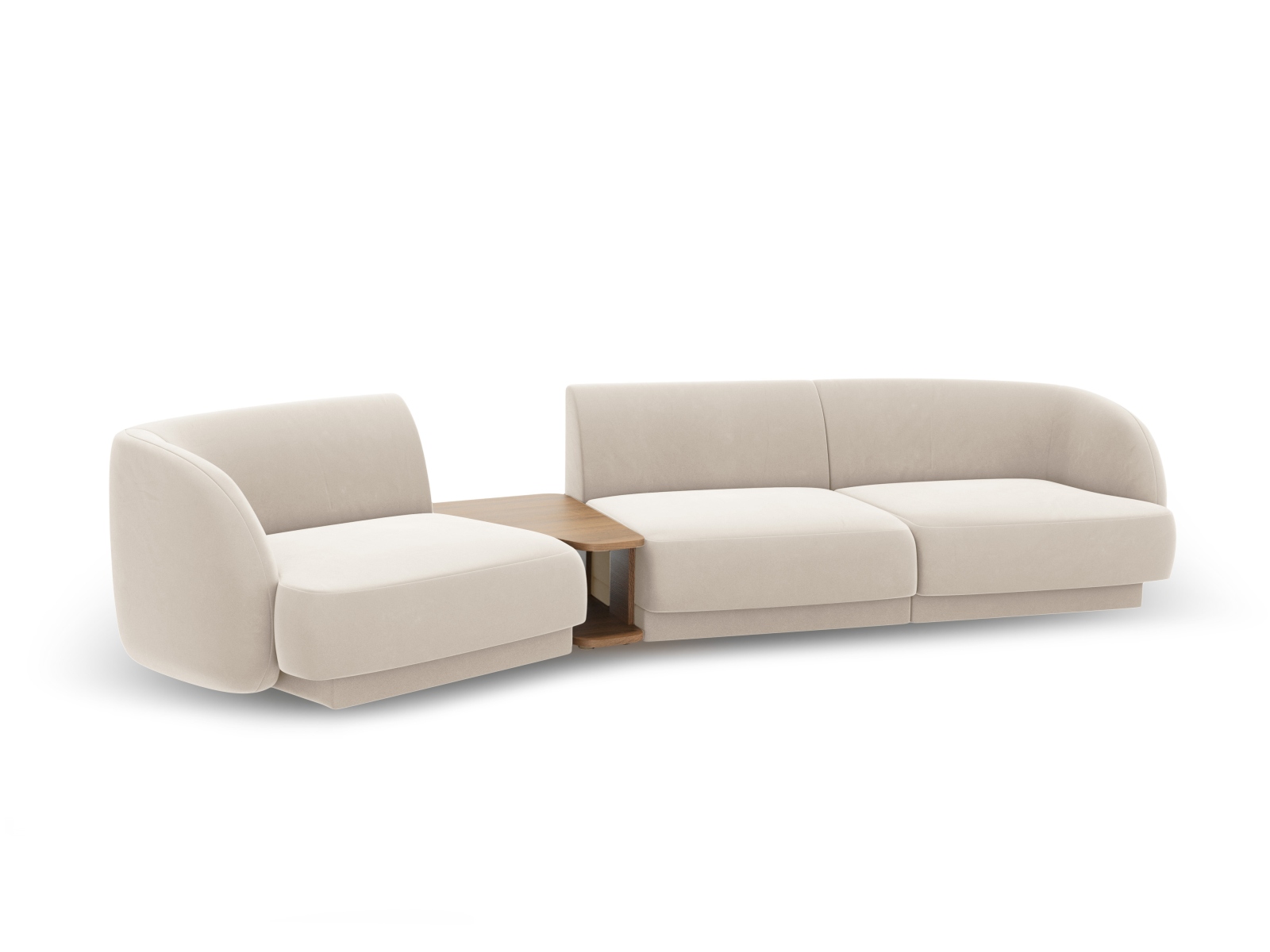 Velvet Left Modular Sofa, "Miley", 3 Seats, 303x126x70