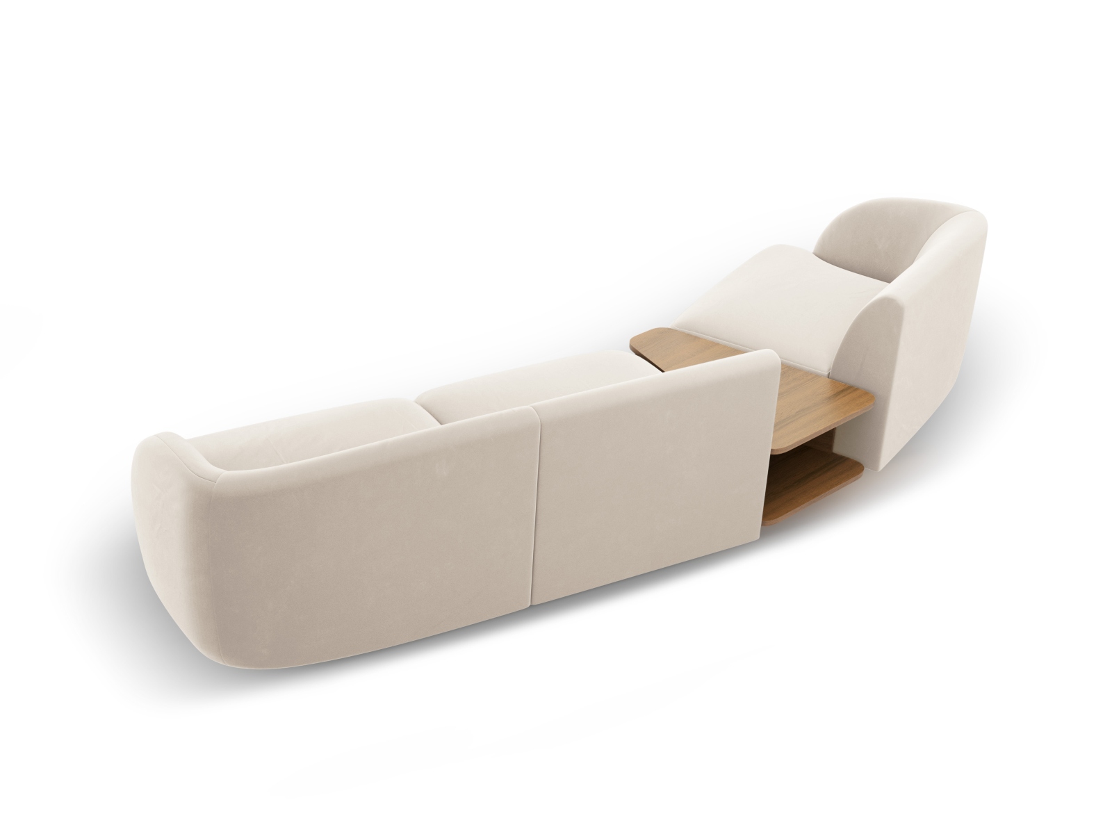 Velvet Left Modular Sofa, "Miley", 3 Seats, 303x126x70