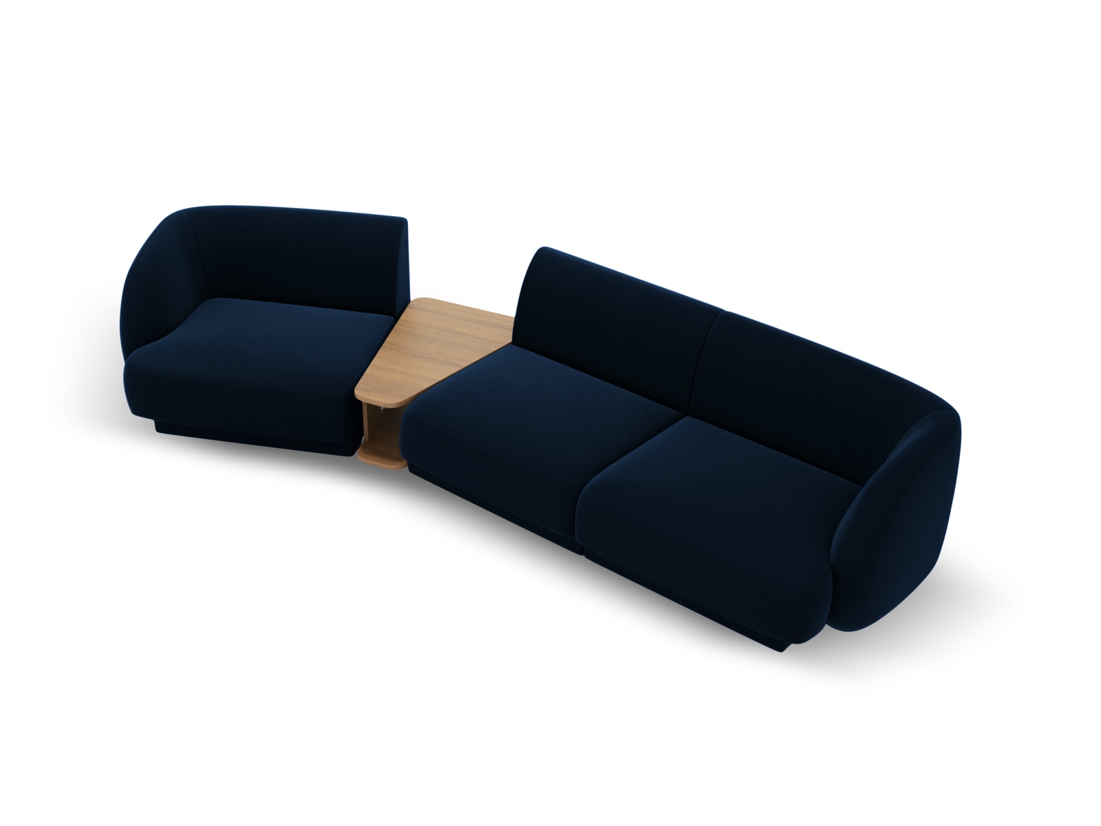 Velvet Left Modular Sofa, "Miley", 3 Seats, 303x126x70