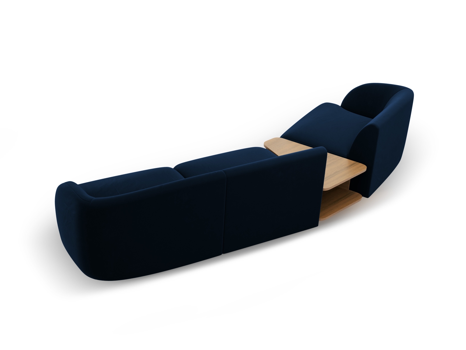 Velvet Left Modular Sofa, "Miley", 3 Seats, 303x126x70