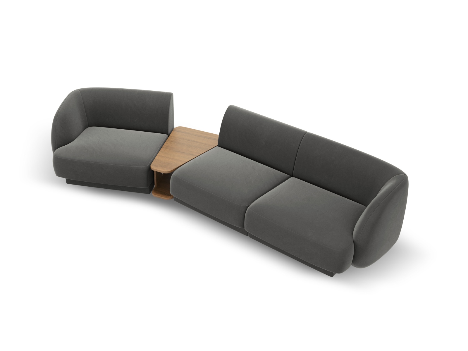 Velvet Left Modular Sofa, "Miley", 3 Seats, 303x126x70