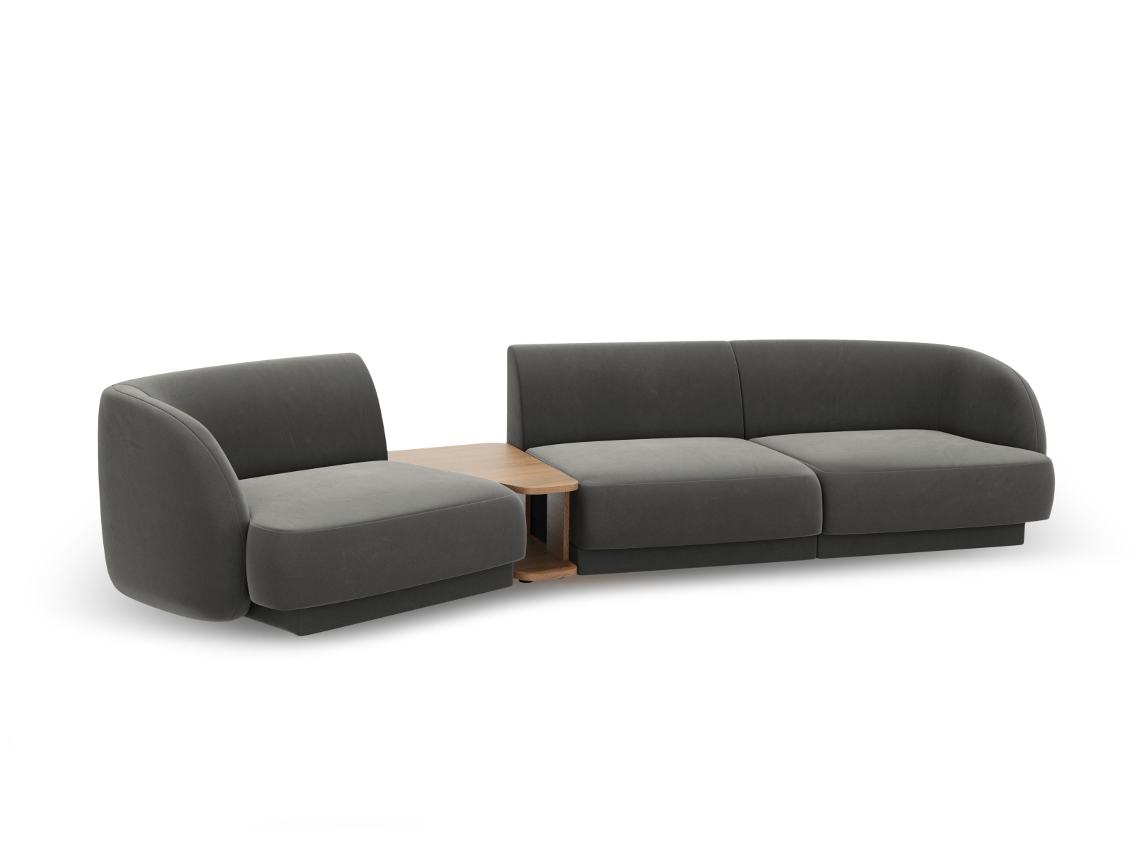 Velvet Left Modular Sofa, "Miley", 3 Seats, 303x126x70