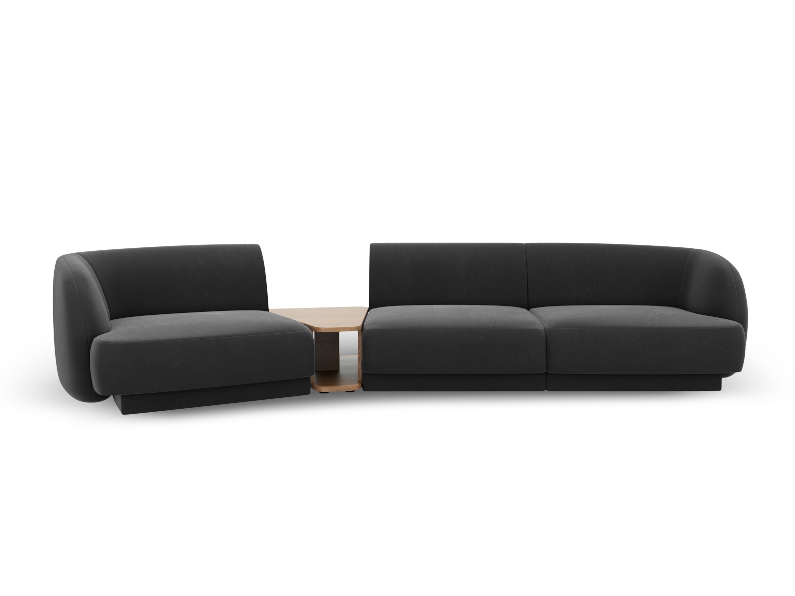 Velvet Left Modular Sofa, "Miley", 3 Seats, 303x126x70