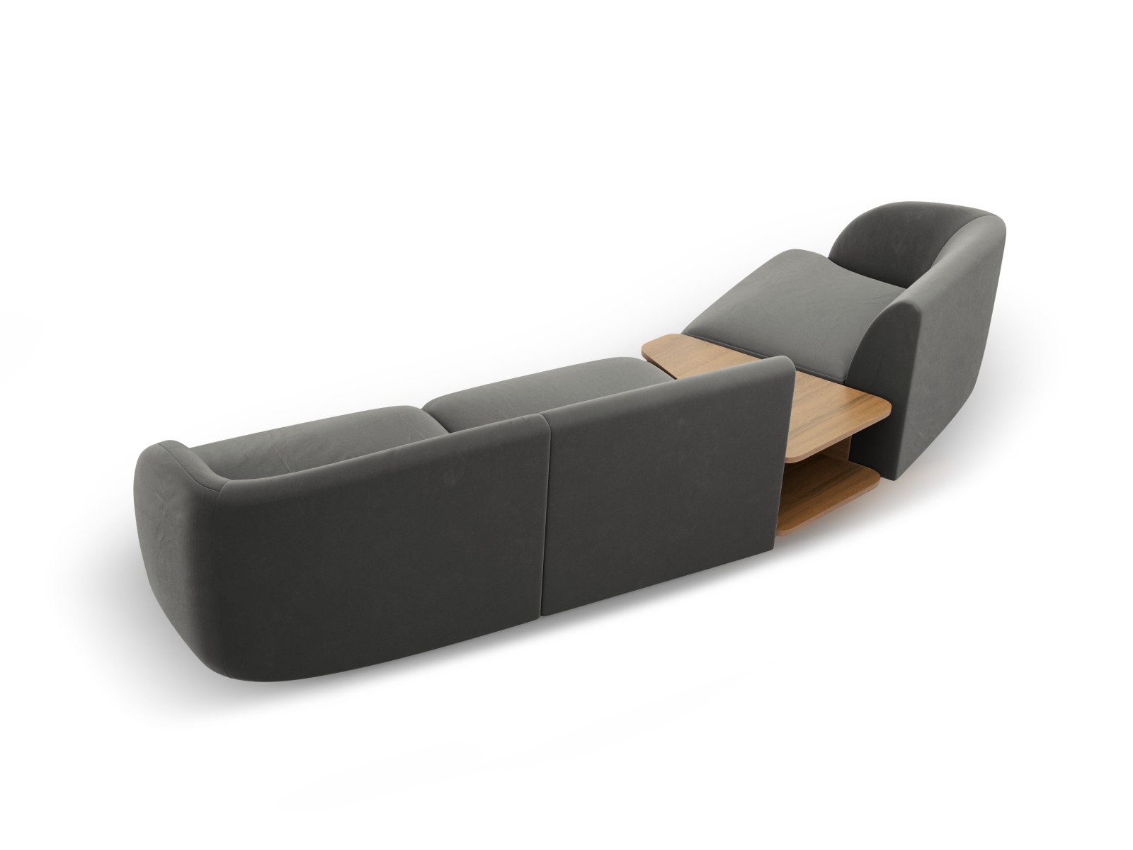 Velvet Left Modular Sofa, "Miley", 3 Seats, 303x126x70