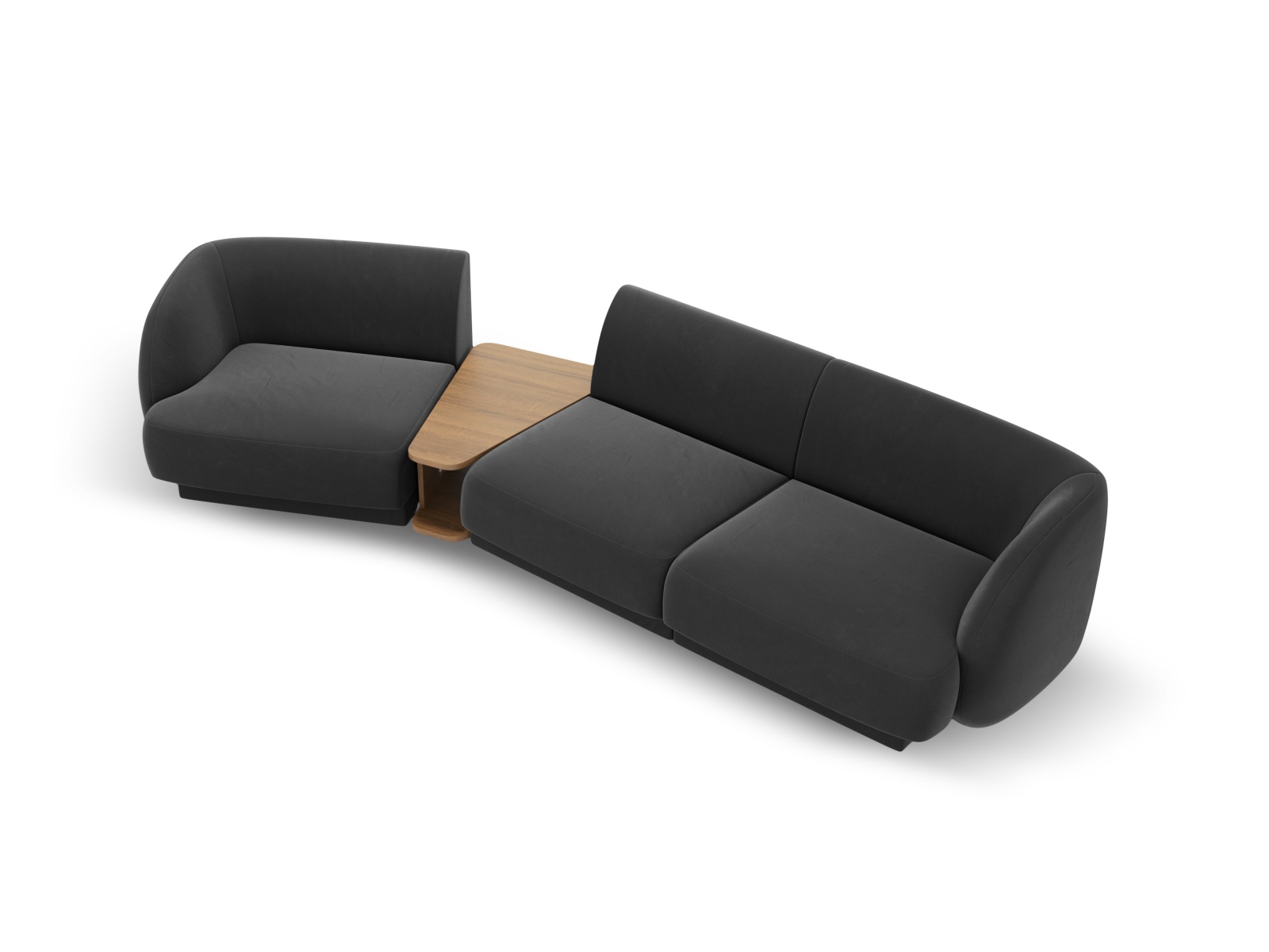 Velvet Left Modular Sofa, "Miley", 3 Seats, 303x126x70