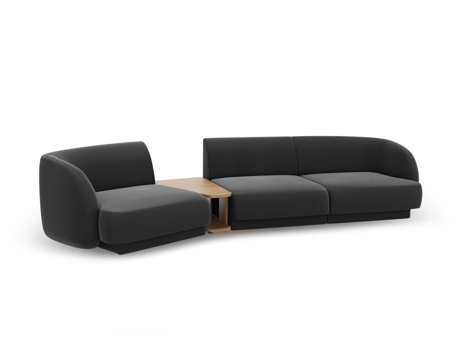Velvet Left Modular Sofa, "Miley", 3 Seats, 303x126x70
