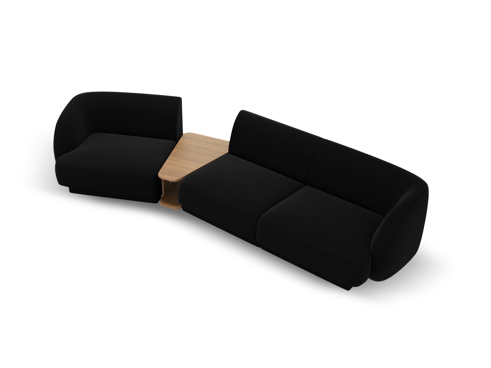 Velvet Left Modular Sofa, "Miley", 3 Seats, 303x126x70
