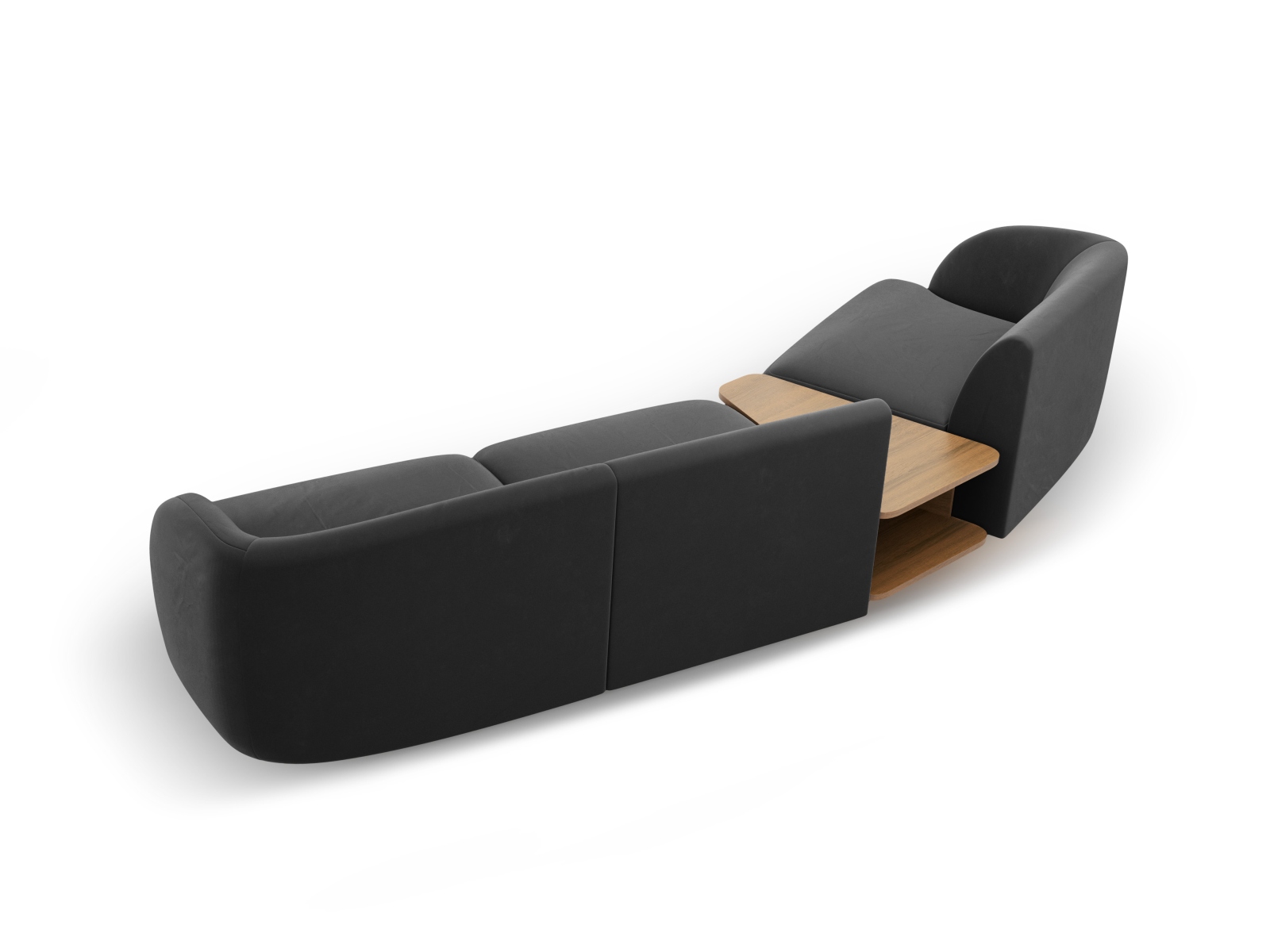 Velvet Left Modular Sofa, "Miley", 3 Seats, 303x126x70