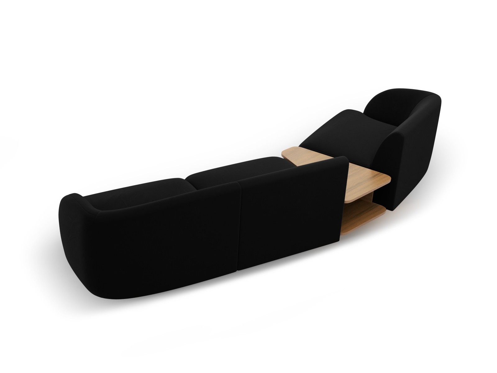 Velvet Left Modular Sofa, "Miley", 3 Seats, 303x126x70