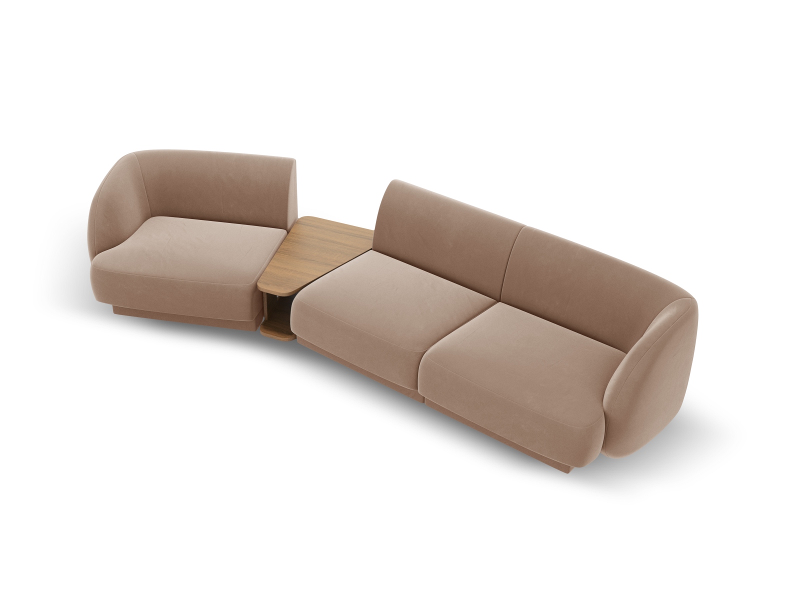 Velvet Left Modular Sofa, "Miley", 3 Seats, 303x126x70