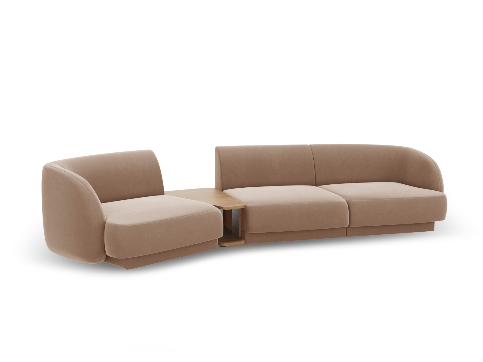 Velvet Left Modular Sofa, "Miley", 3 Seats, 303x126x70