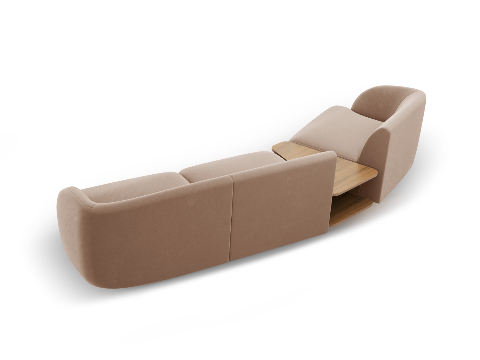 Velvet Left Modular Sofa, "Miley", 3 Seats, 303x126x70