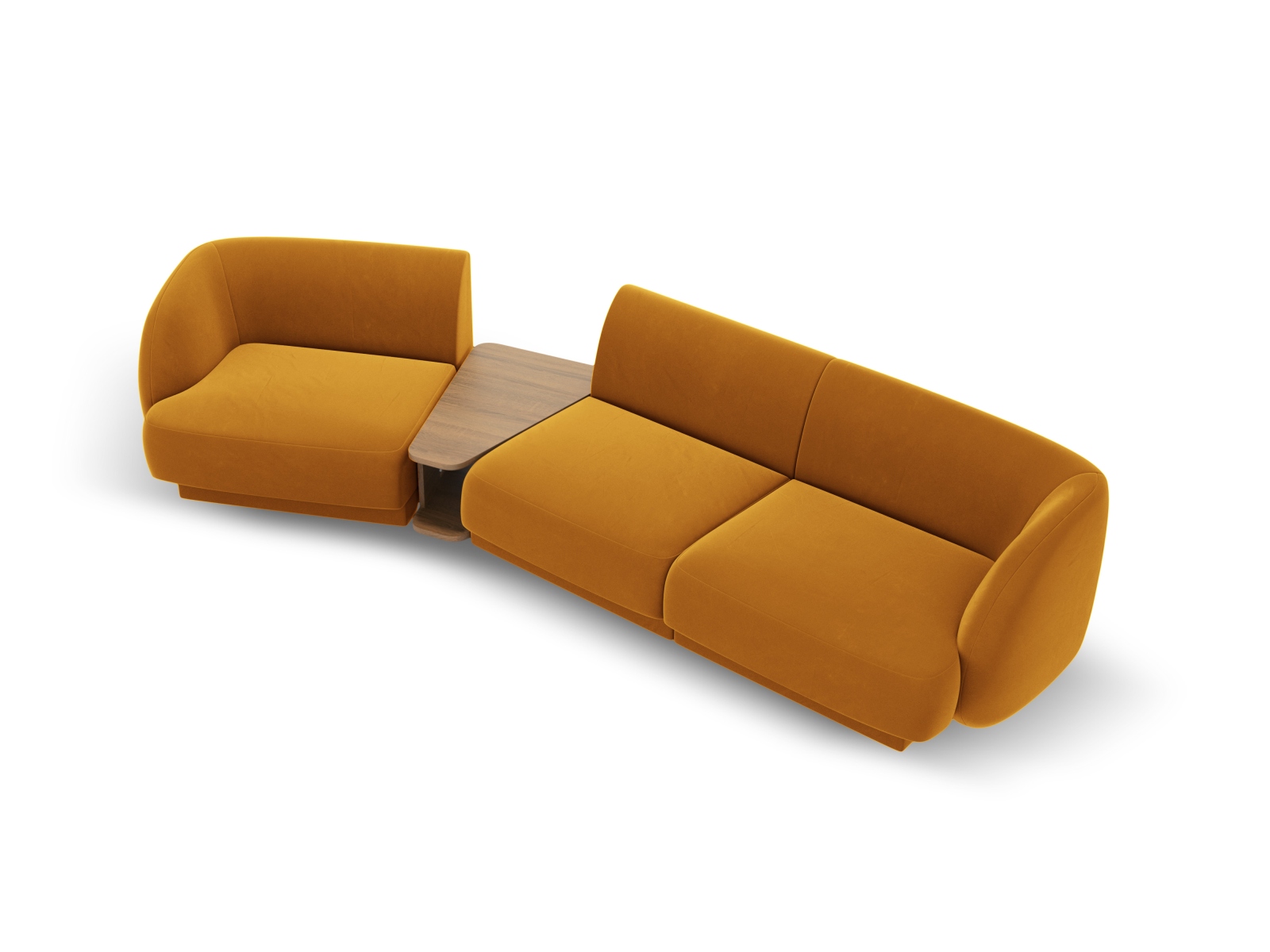 Velvet Left Modular Sofa, "Miley", 3 Seats, 303x126x70