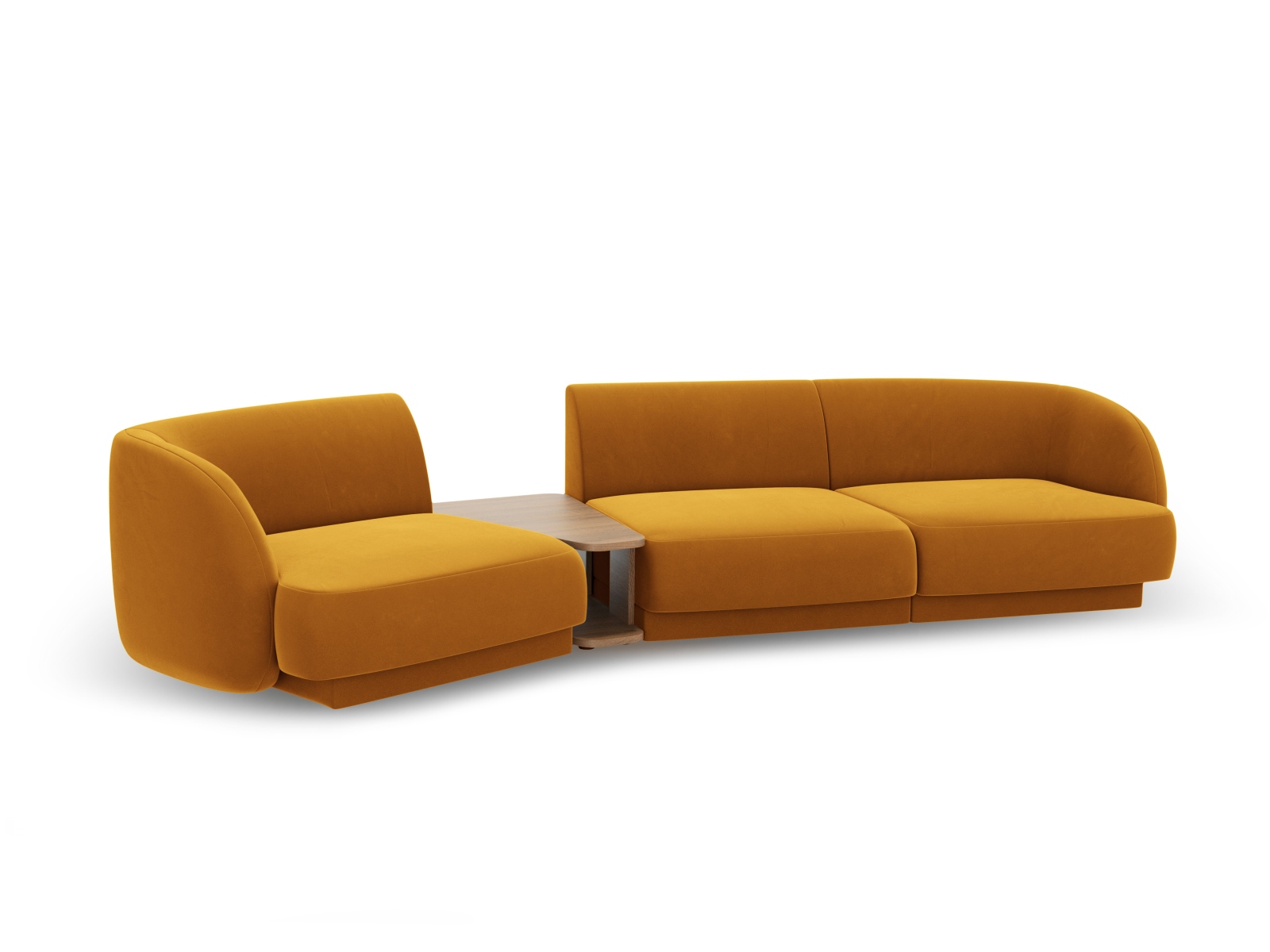 Velvet Left Modular Sofa, "Miley", 3 Seats, 303x126x70