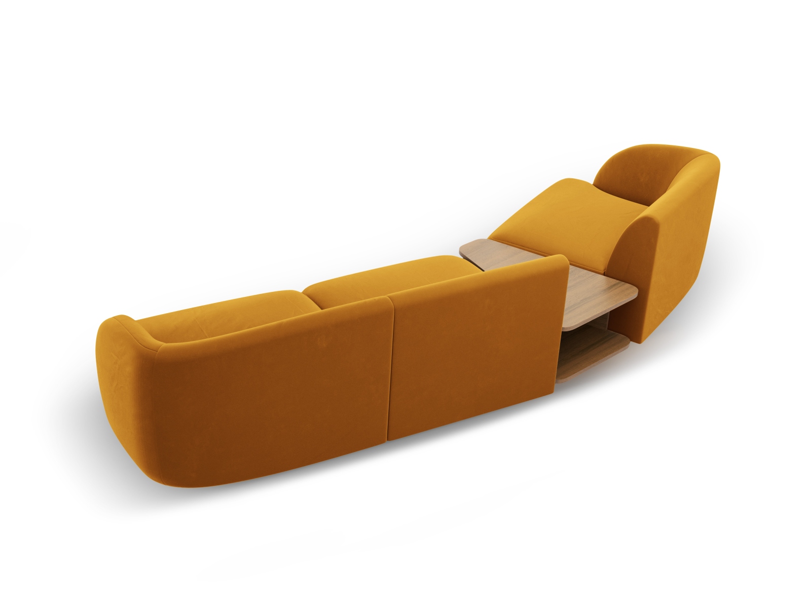 Velvet Left Modular Sofa, "Miley", 3 Seats, 303x126x70
