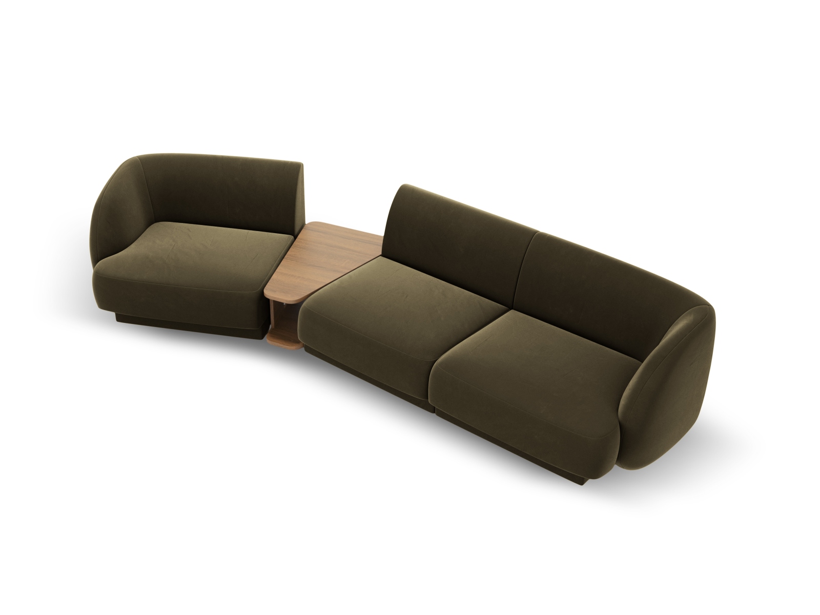 Velvet Left Modular Sofa, "Miley", 3 Seats, 303x126x70