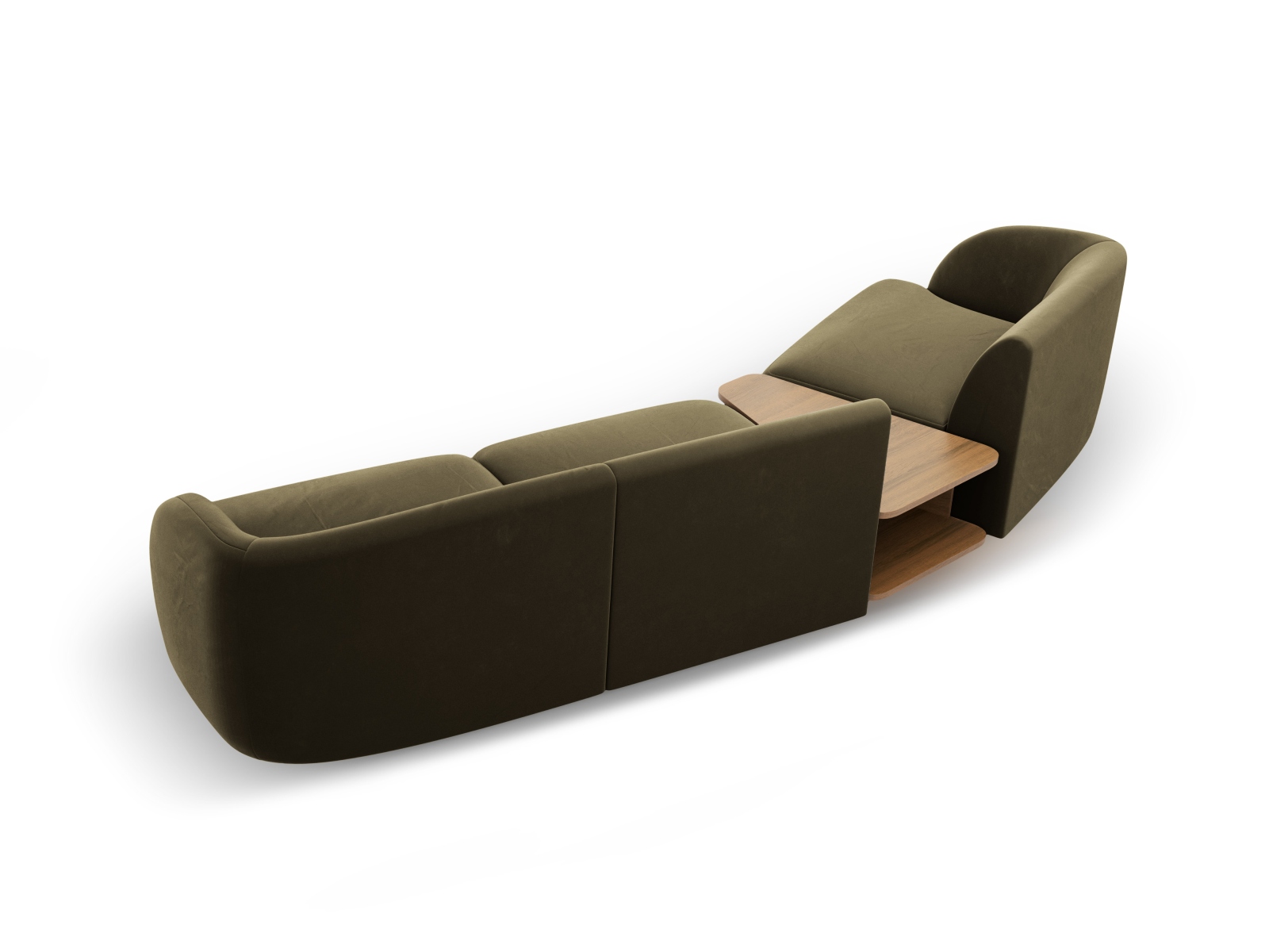 Velvet Left Modular Sofa, "Miley", 3 Seats, 303x126x70