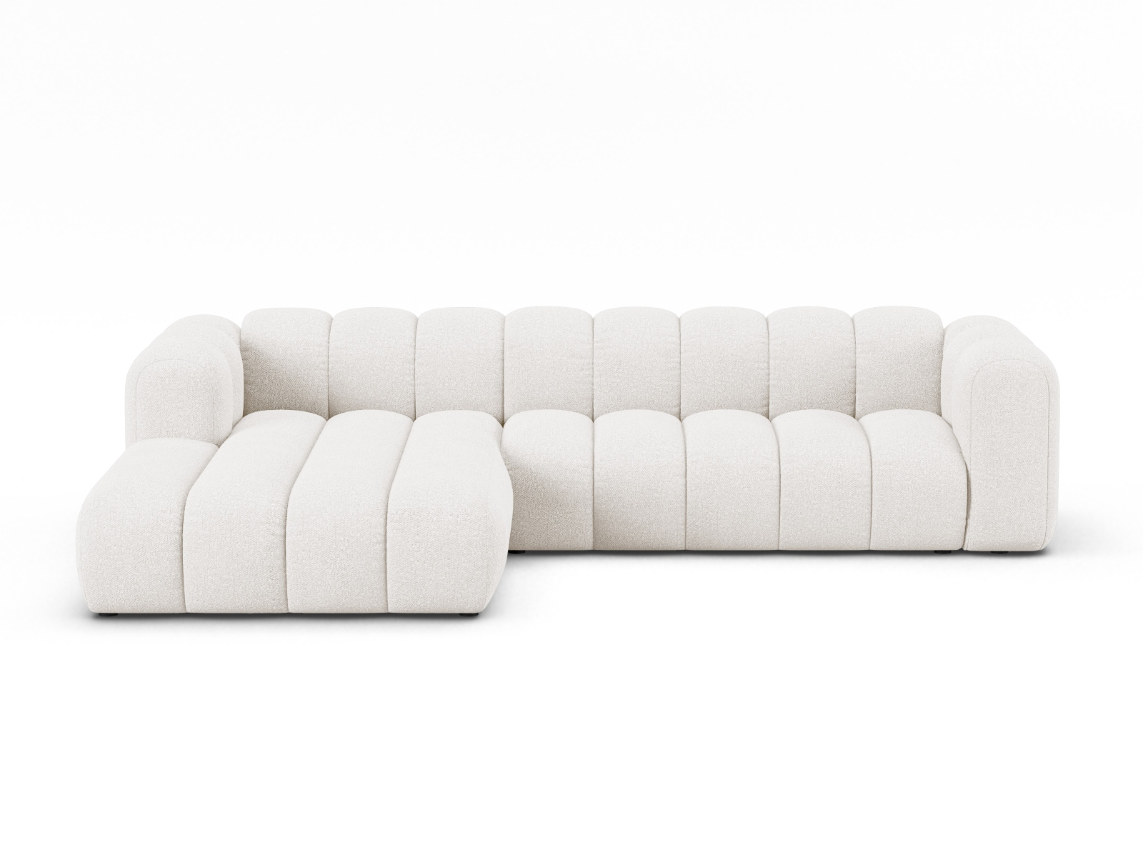 Boucle Modular Left Corner Sofa, "Lupine", 4 Seats, 290x177x70