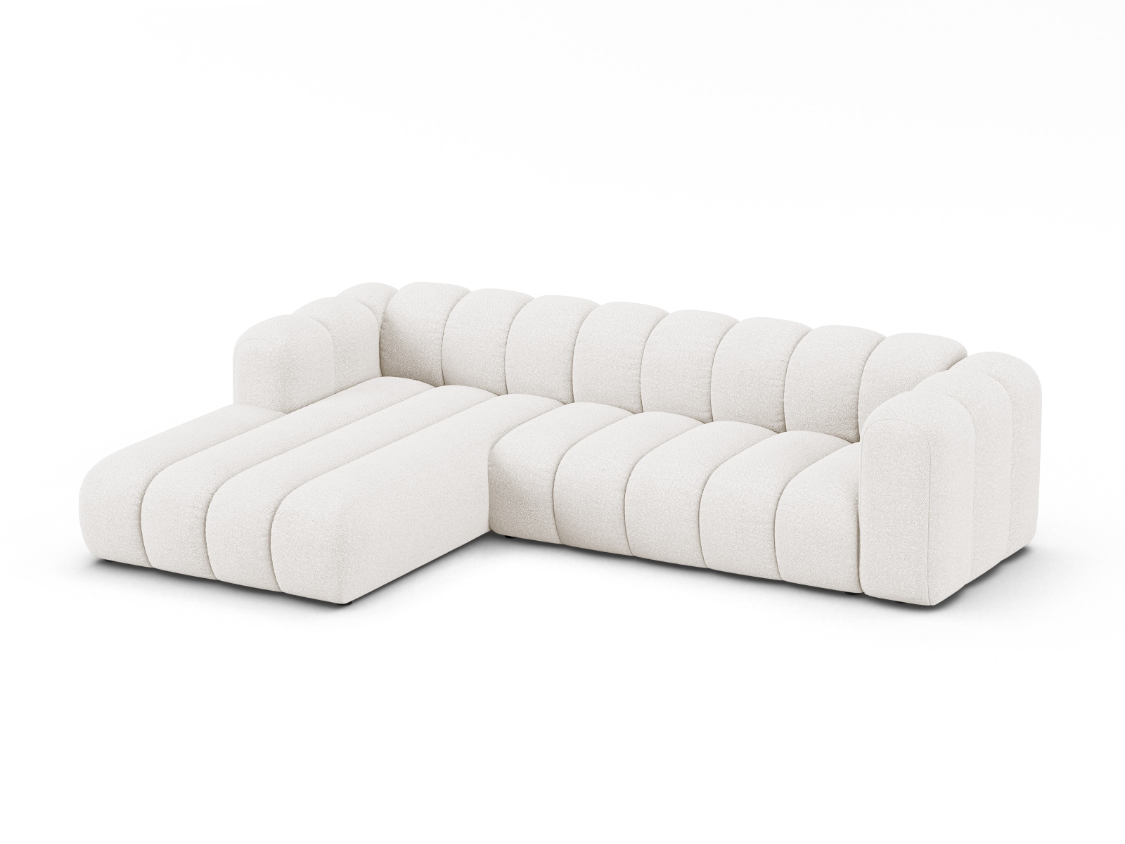 Boucle Modular Left Corner Sofa, "Lupine", 4 Seats, 290x177x70
