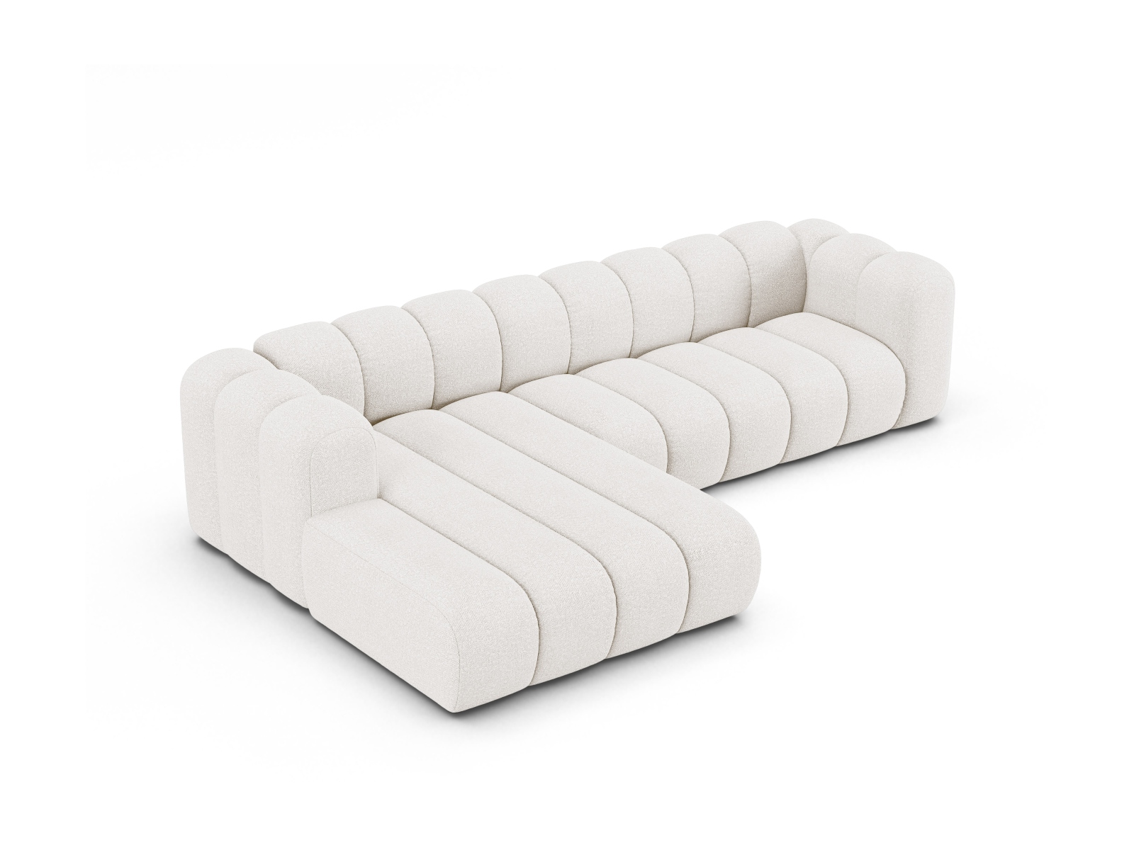 Boucle Modular Left Corner Sofa, "Lupine", 4 Seats, 290x177x70