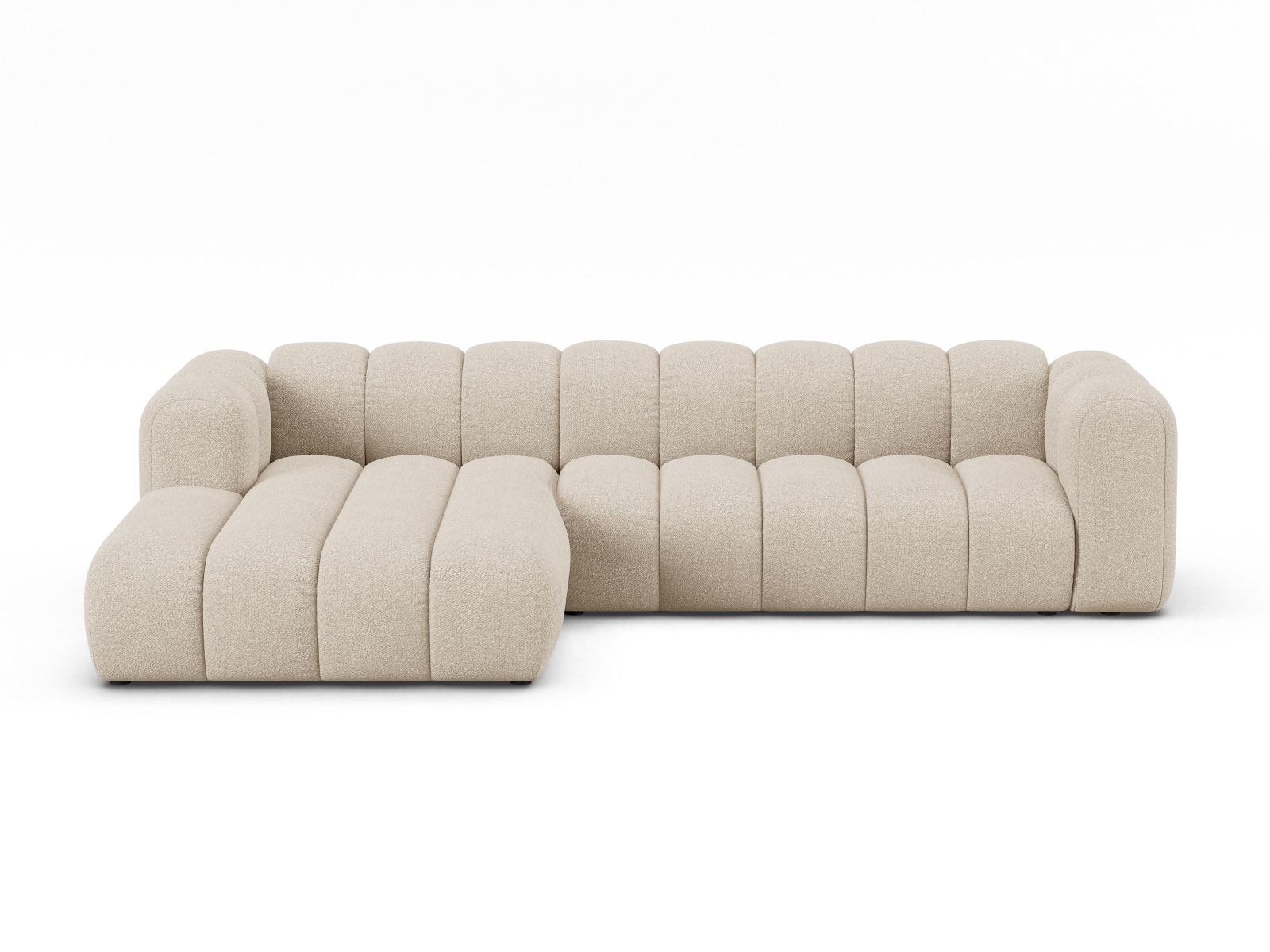 Boucle Modular Left Corner Sofa, "Lupine", 4 Seats, 290x177x70
