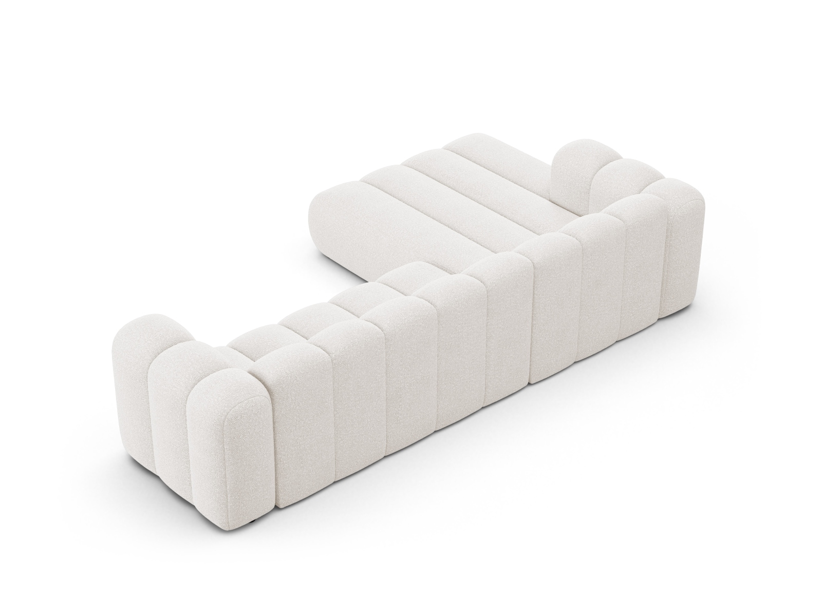 Boucle Modular Left Corner Sofa, "Lupine", 4 Seats, 290x177x70