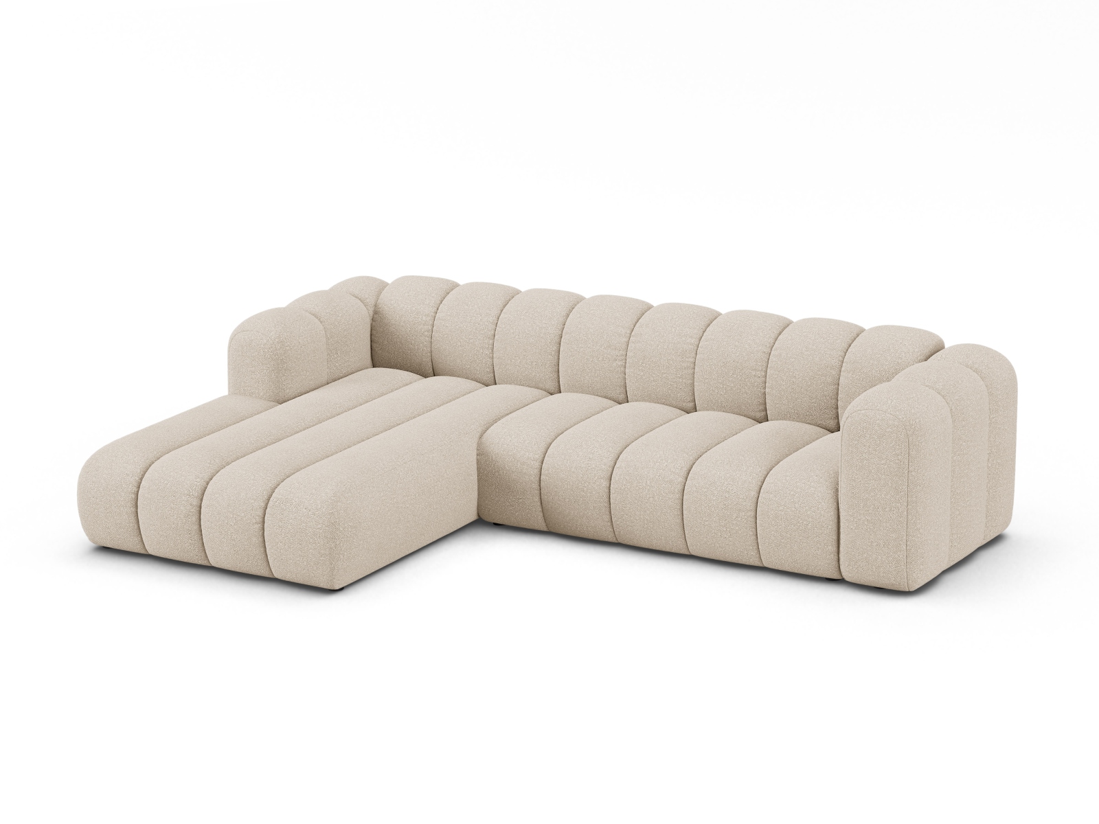Boucle Modular Left Corner Sofa, "Lupine", 4 Seats, 290x177x70
