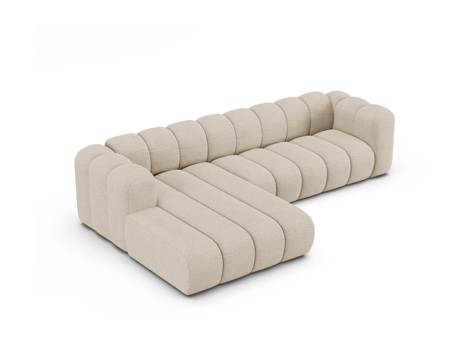 Boucle Modular Left Corner Sofa, "Lupine", 4 Seats, 290x177x70