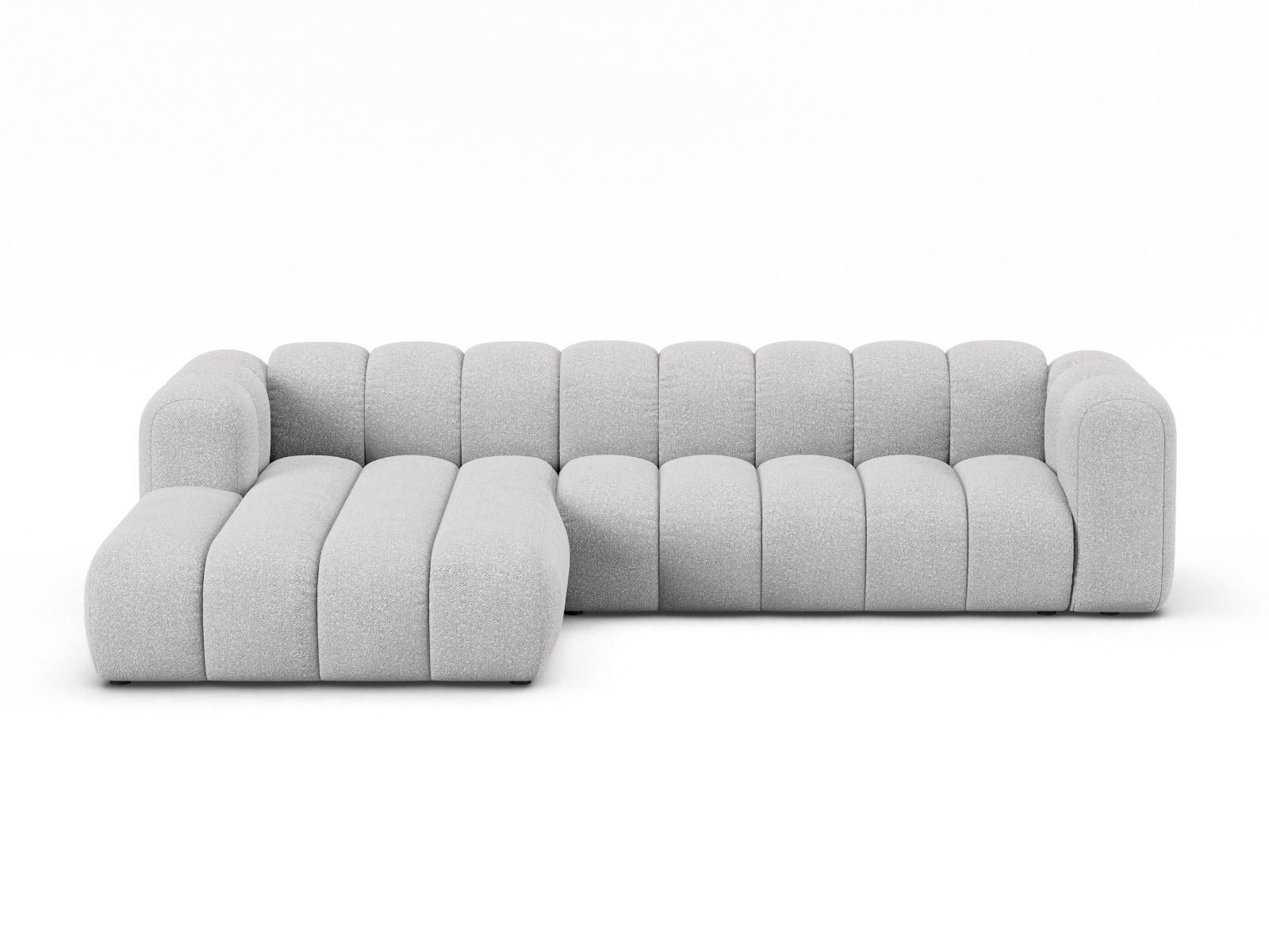 Boucle Modular Left Corner Sofa, "Lupine", 4 Seats, 290x177x70