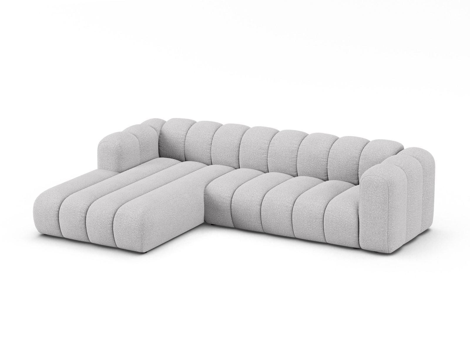 Boucle Modular Left Corner Sofa, "Lupine", 4 Seats, 290x177x70