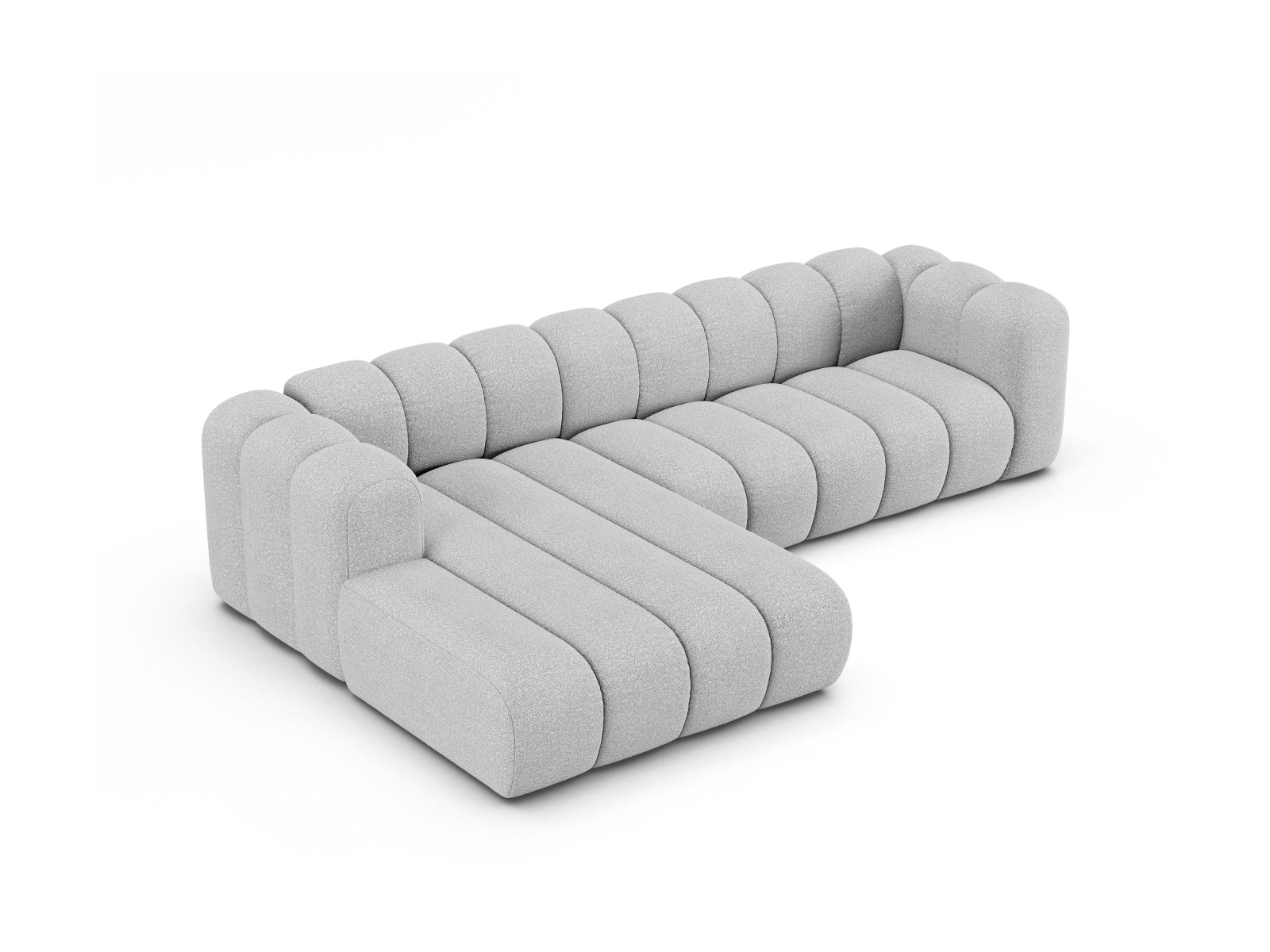 Boucle Modular Left Corner Sofa, "Lupine", 4 Seats, 290x177x70