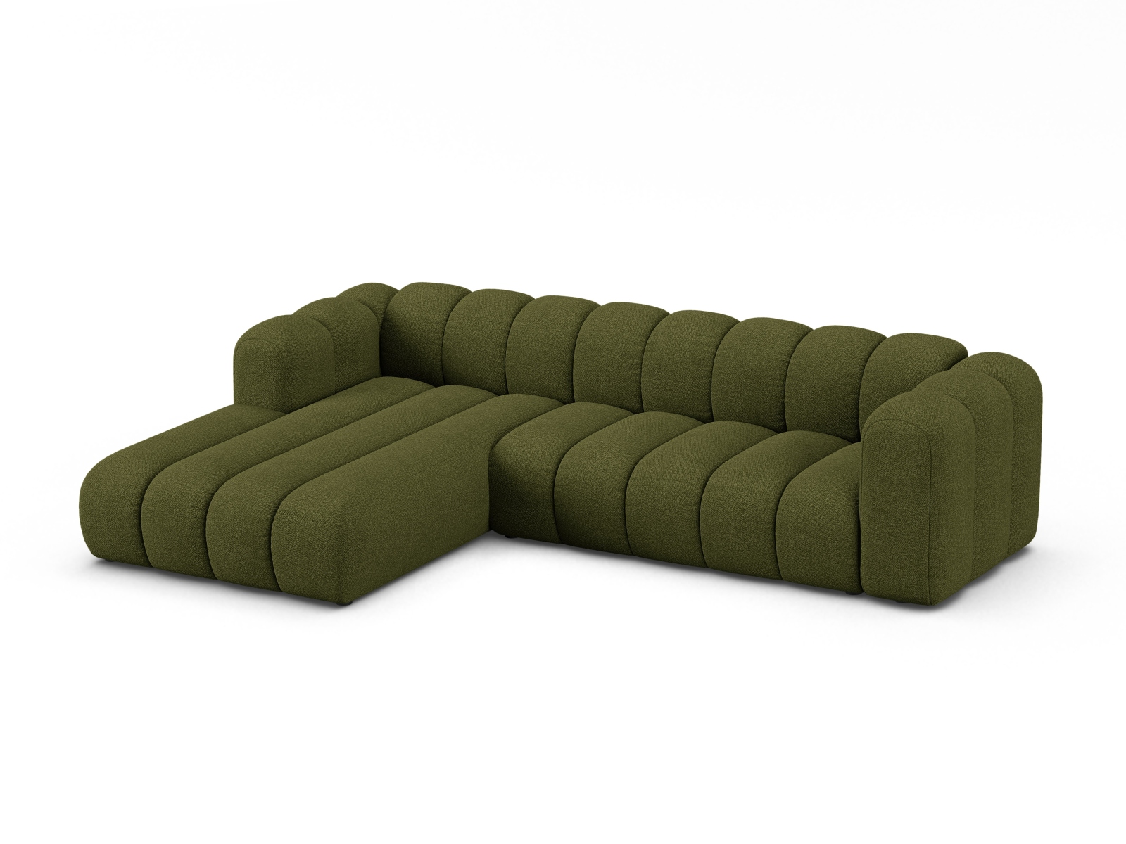 Boucle Modular Left Corner Sofa, "Lupine", 4 Seats, 290x177x70