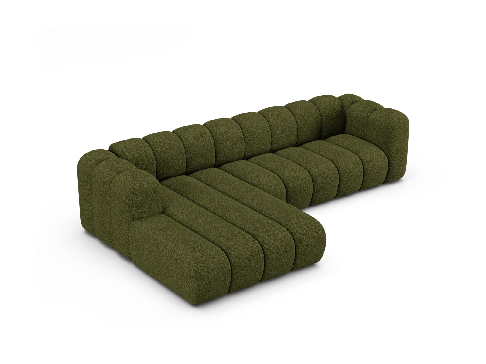Boucle Modular Left Corner Sofa, "Lupine", 4 Seats, 290x177x70