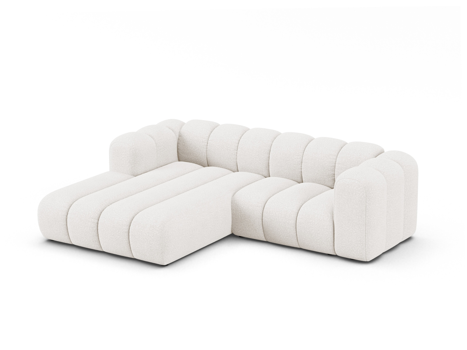 Boucle Modular Left Corner Sofa, "Lupine", 3 Seats, 230x177x70