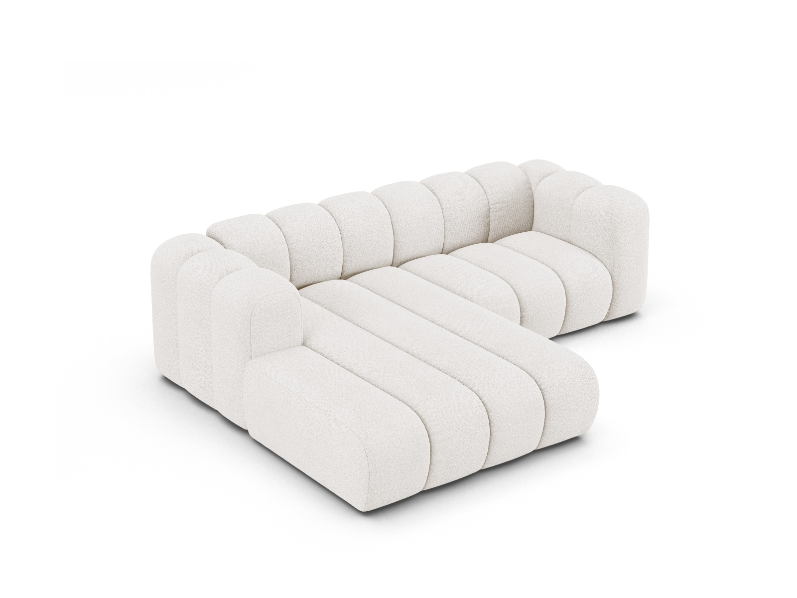 Boucle Modular Left Corner Sofa, "Lupine", 3 Seats, 230x177x70
